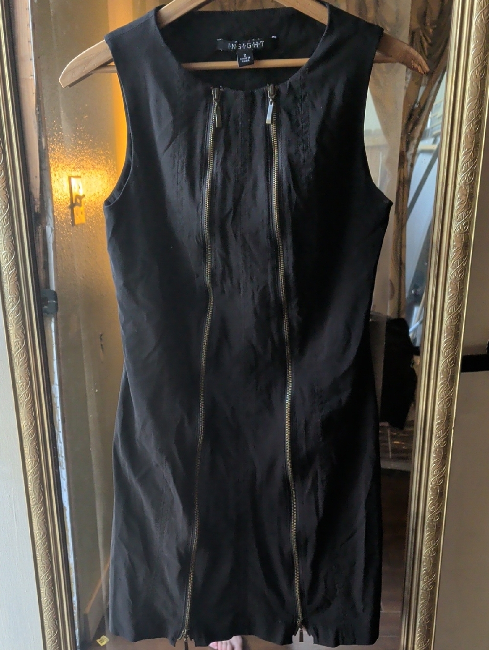 Insight Black Sleeveless Mini Dress‎ with Dual Front Zips